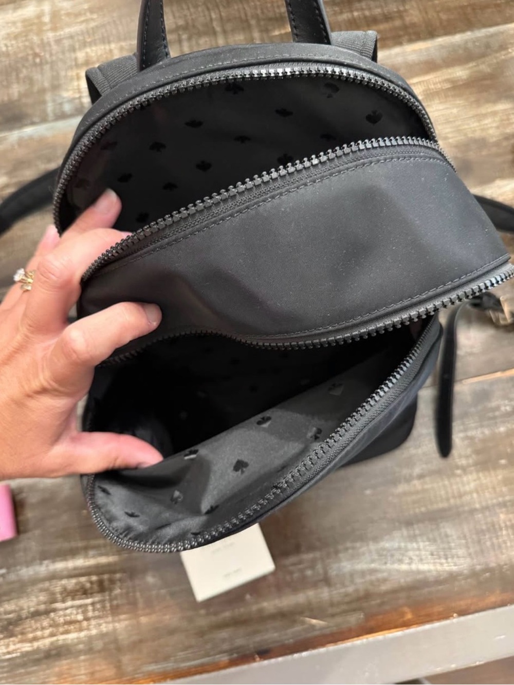 kate spade black nylon mini backpack with gold logo - Picture 3 of 4